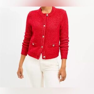 LOFT NEW with TAG Most Popular Women's RED Stitchy Sweater Jacket - Size SP NEW